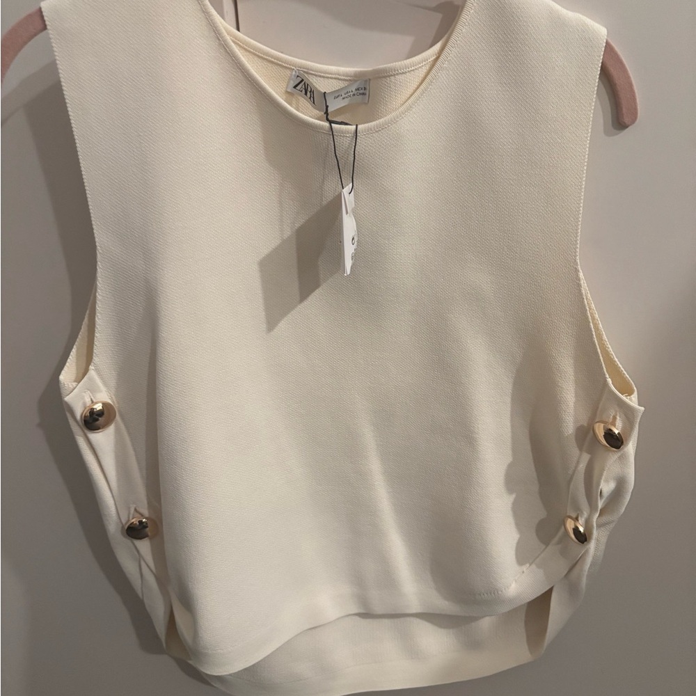 Zara Cream shirt with Cut Out Details